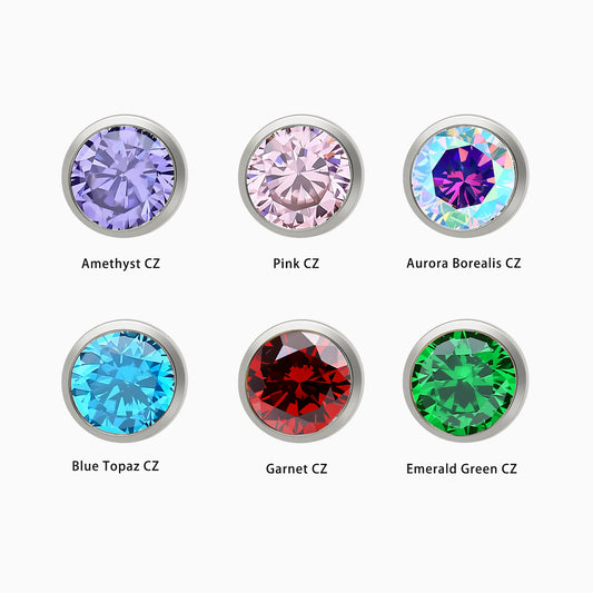 Titanium Threadless Bezel-Set Gem Top