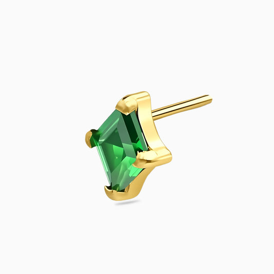 18Kt Gold PVD Titanium Threadless Synthetic Emerald Lozenge Top