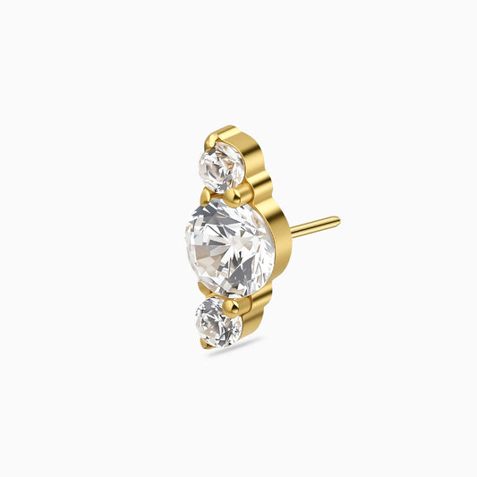 18Kt Gold PVD Titanium Threadless Three-Stone Cluster Top