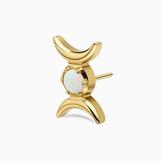 18Kt Gold PVD Titanium Threadless Triple Moon Opal Top