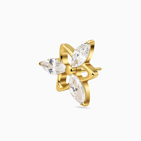18Kt Gold PVD Titanium Threadless Marquise Cluster Top