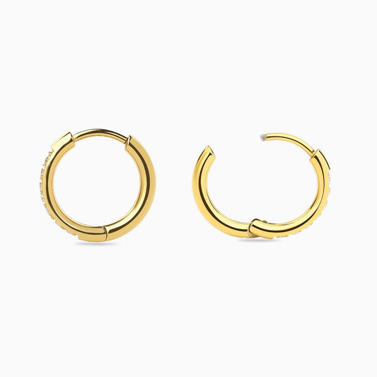 18Kt Gold PVD Titanium Hinged Pave Hoop Ring