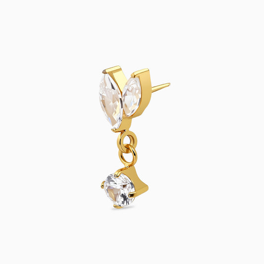24Kt Gold PVD Titanium Threadless Dangle Leaf Cluster Top