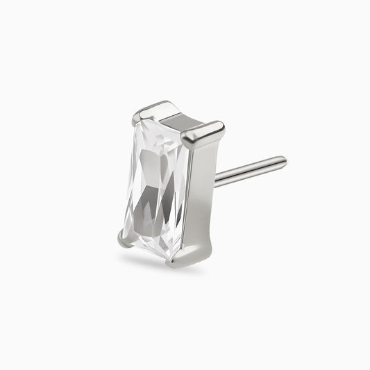 Titanium Threadless Rectangular Baguette Gem Top
