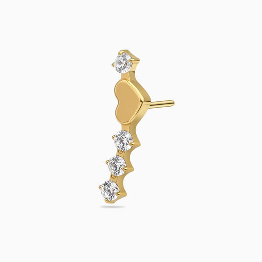 18Kt Gold PVD Titanium Threadless Heart Cluster Top