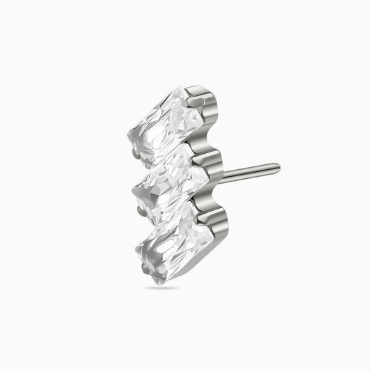 Titanium Threadless Triple Baguette Gem Curve Top