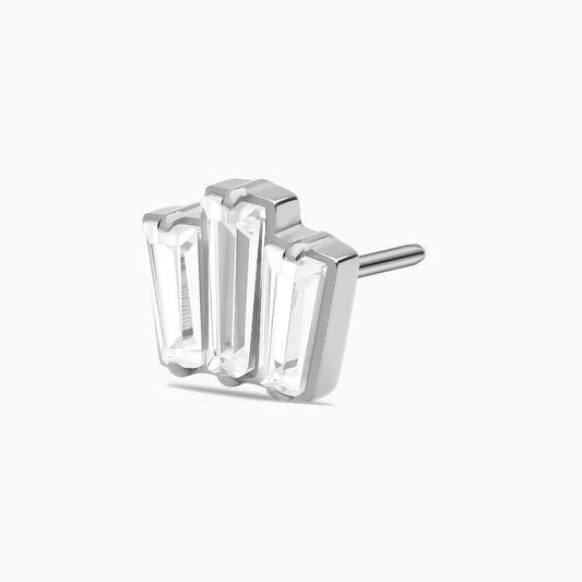 Titanium Threadless 3-Stone Baguette Decorative End