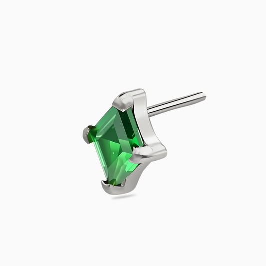 Titanium Threadless Synthetic Emerald Lozenge Top
