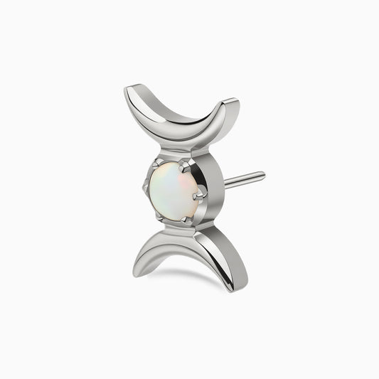 Titanium Threadless Triple Moon Opal Top