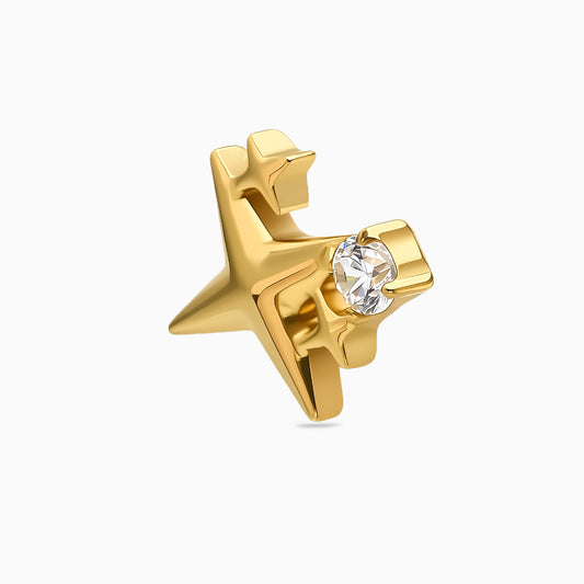 24Kt Gold PVD Titanium Threadless Shooting Star CZ Top
