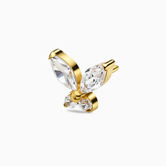 18Kt Gold PVD Titanium Threadless Butterfly Gem Top