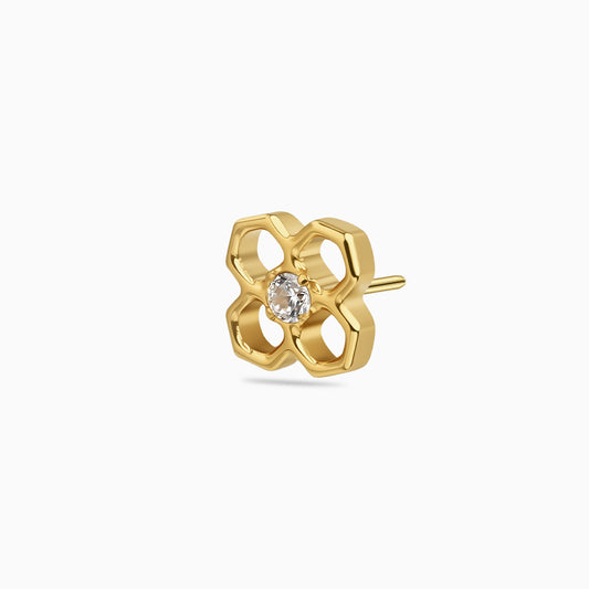 18Kt Gold PVD Titanium Threadless Open Flower Gem Top