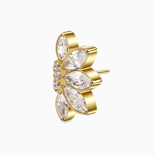 18Kt Gold PVD Titanium Threadless Marquise Crown Cluster Top.