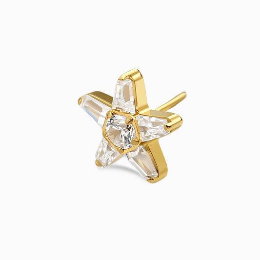 18Kt Gold PVD Titanium Threadless Baguette Star Cluster Top