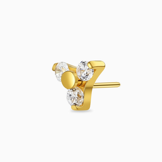 18Kt Gold PVD Titanium Threadless Trillion Cluster Gem Top.