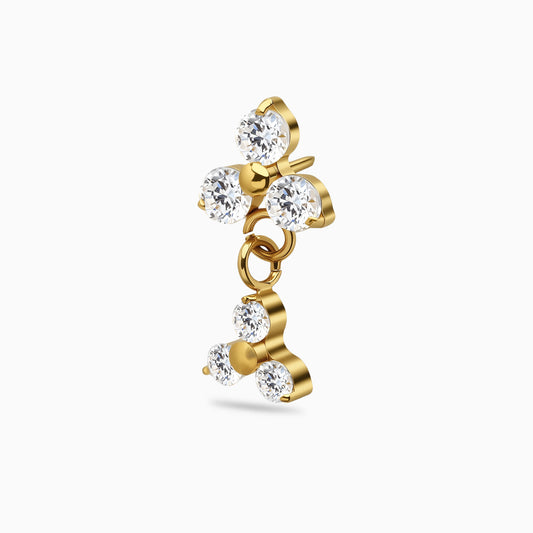 18Kt Gold PVD Titanium Threadless Dangle Cluster Top