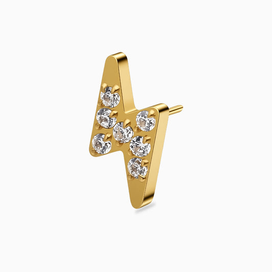 18Kt Gold PVD Titanium Threadless 7-Stone Lightning Bolt Top