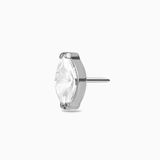 Titanium Threadless Marquise Bezel-Set Gem Top