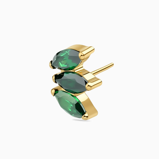 18Kt Gold PVD Titanium Threadless Triple Marquise Gem Curve Top