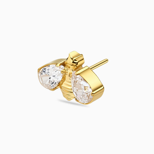18Kt Gold PVD Titanium Threadless Bee Gem Top