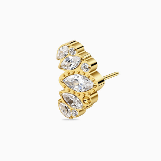 18Kt Gold PVD Titanium Threadless Crown Cluster Top