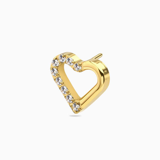 18Kt Gold PVD Titanium Threadless Half-Pave Heart Top
