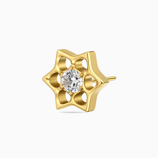 18Kt Gold PVD Titanium Threadless Open Star Gem Top