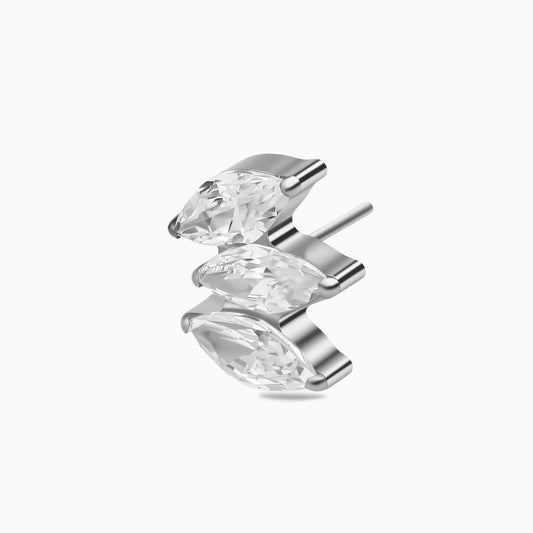 Titanium Threadless Triple Marquise Fan Gem Top