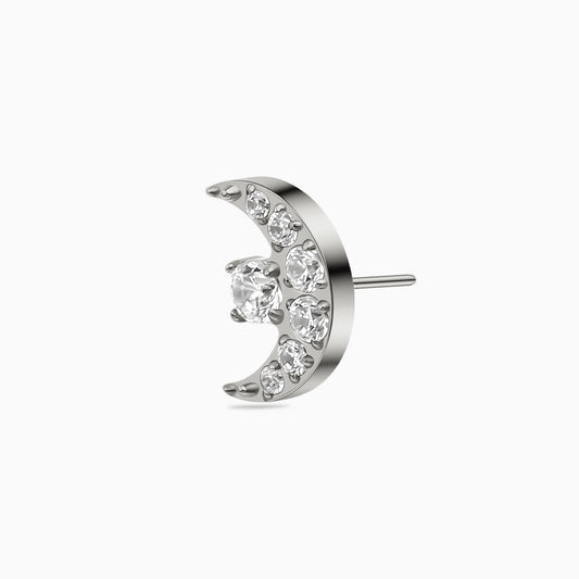 Titanium Threadless Celestial Moon CZ Top