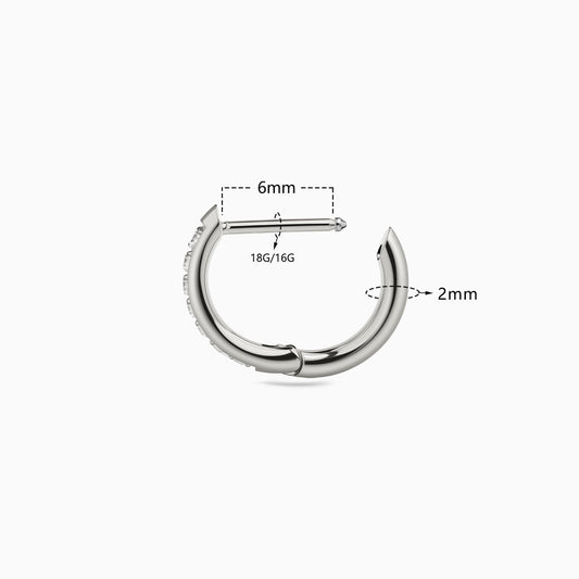 Titanium Hinged Pave D-Shape Hoop Ring