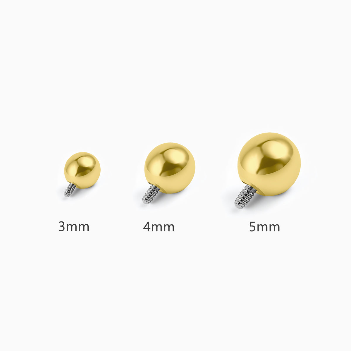 24Kt Gold PVD Titanium Internally Threaded Ball Top