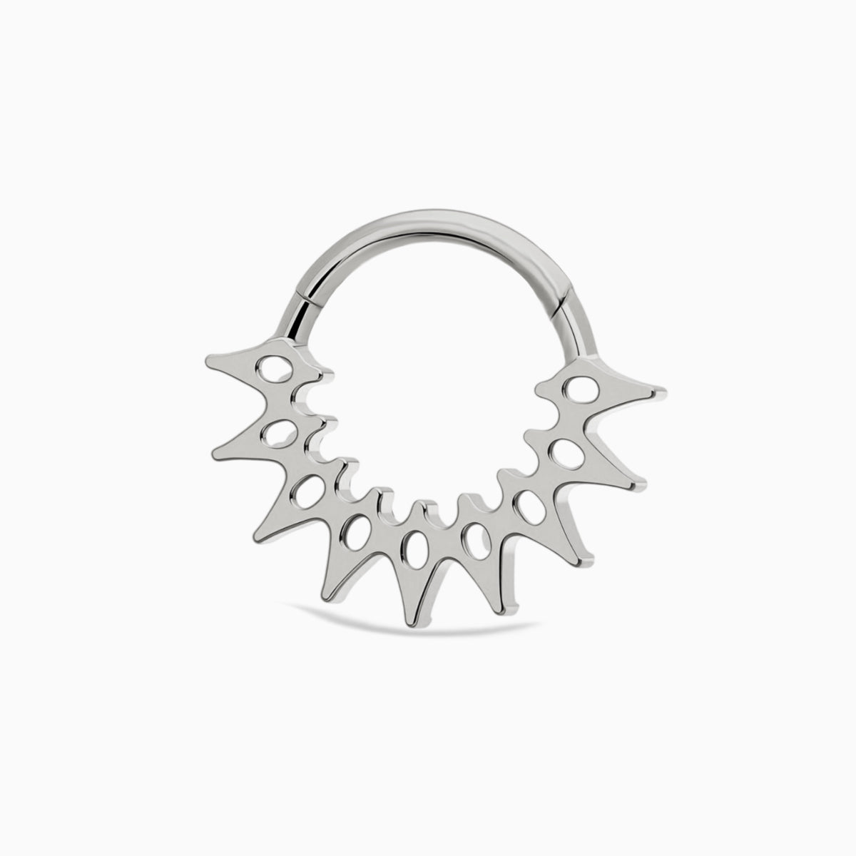Titanium Kite Shape Gem Cluster Front Facing Hinged Segment Clicker