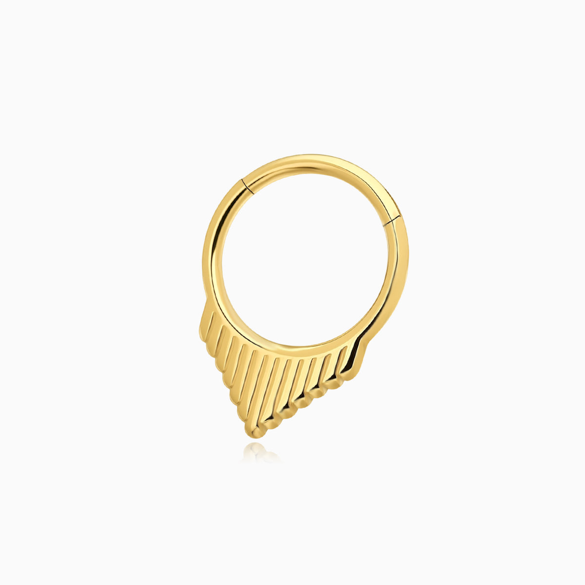 18Kt Gold PVD Titanium Ribbed V Shape Front Facing Hinged Segment Clicker