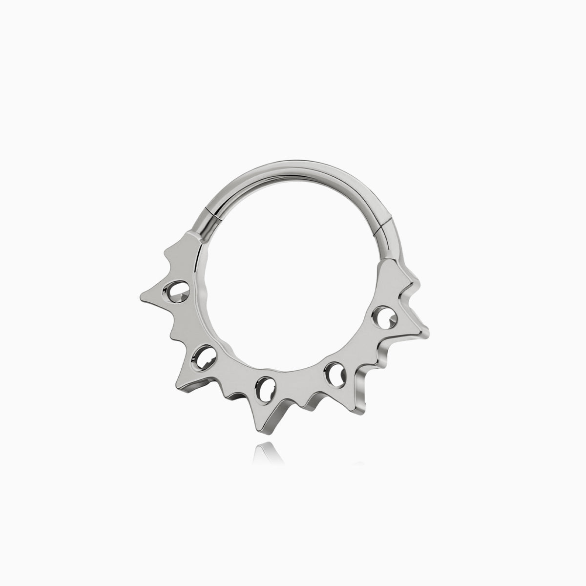 Titanium Pear & Round Gem Cluster Fan Front Facing Hinged Clicker