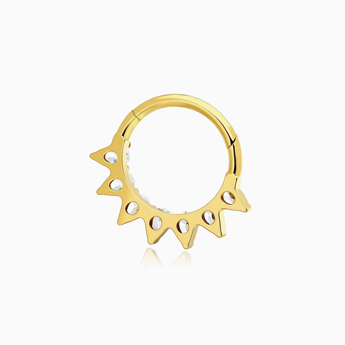 18Kt Gold PVD Titanium Pear Shape Gem Cluster Front Facing Hinged Segment Clicker