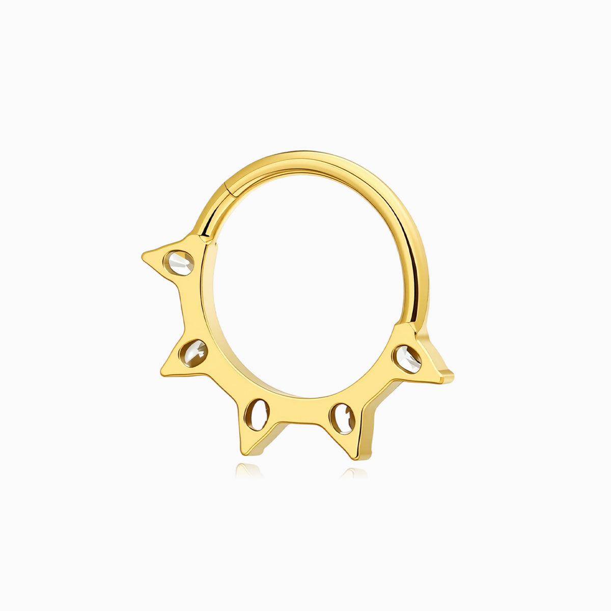 18Kt Gold PVD Titanium Pear Shape Gem Fan Front Facing Hinged Segment Clicker