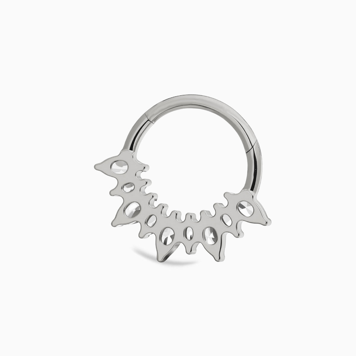 Titanium Marquise Gem Cluster Fan Front Facing Hinged Clicker