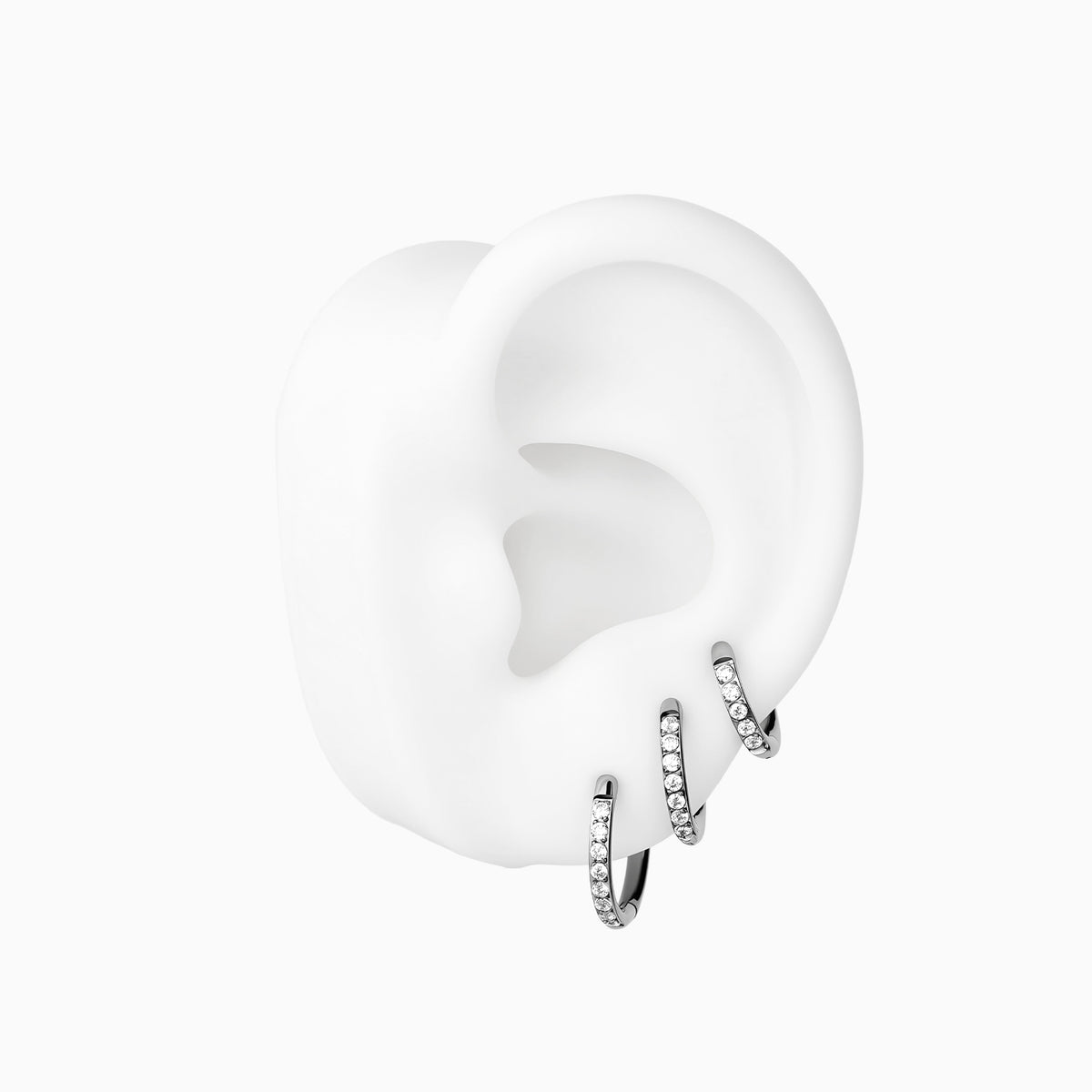 Titanium Hinged Pave D-Shape Hoop Ring