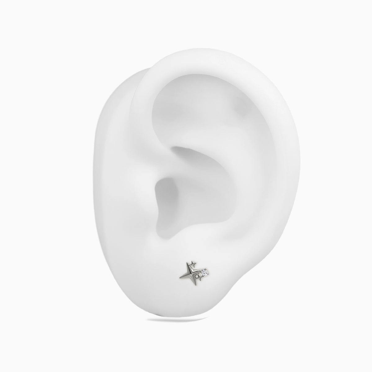 Titanium Threadless Shooting Star CZ Top