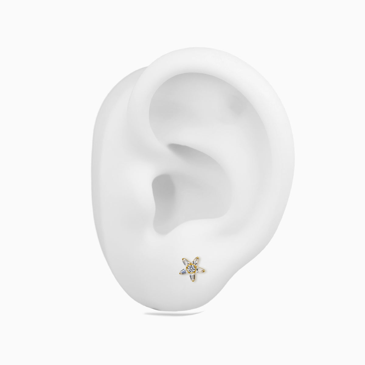18Kt Gold PVD Titanium Threadless Baguette Star Cluster Top