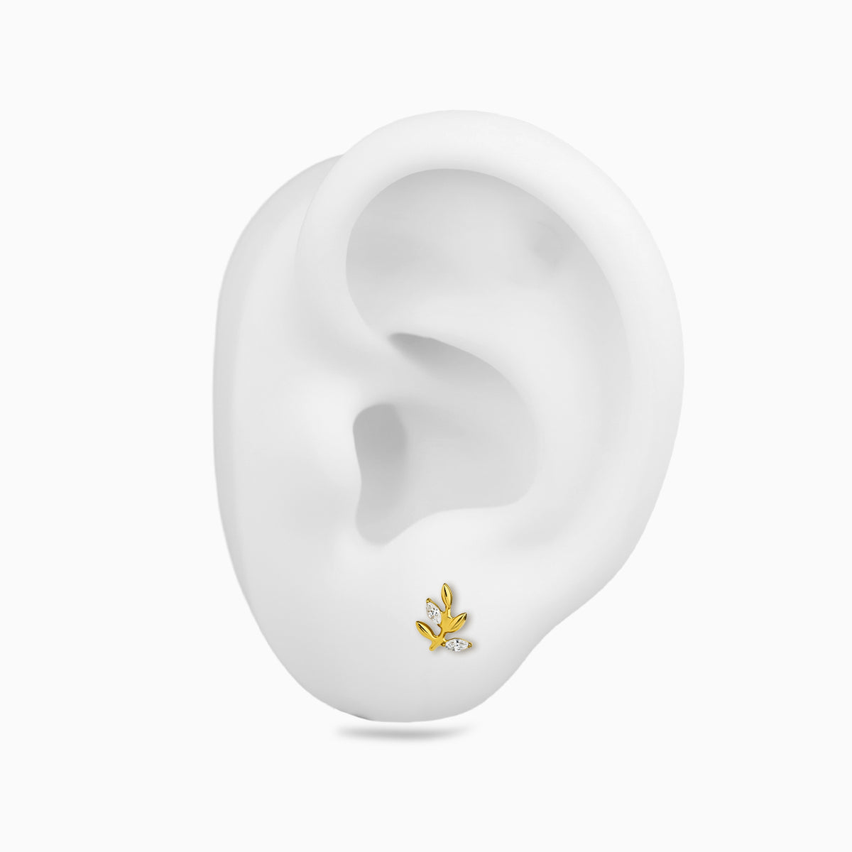 18Kt Gold PVD Titanium Threadless Leaf Top