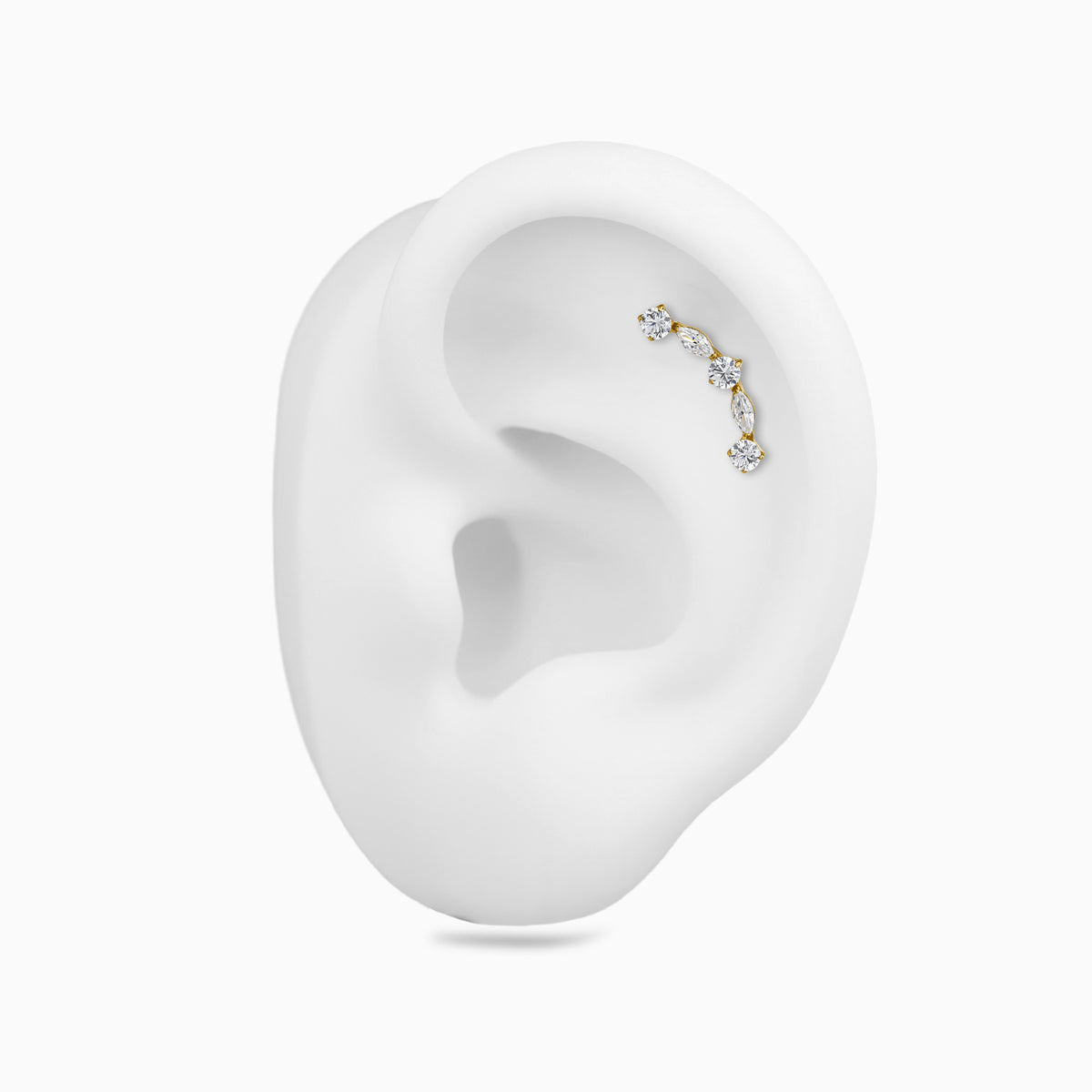 18Kt Gold PVD Titanium Threadless Curved Cluster Top