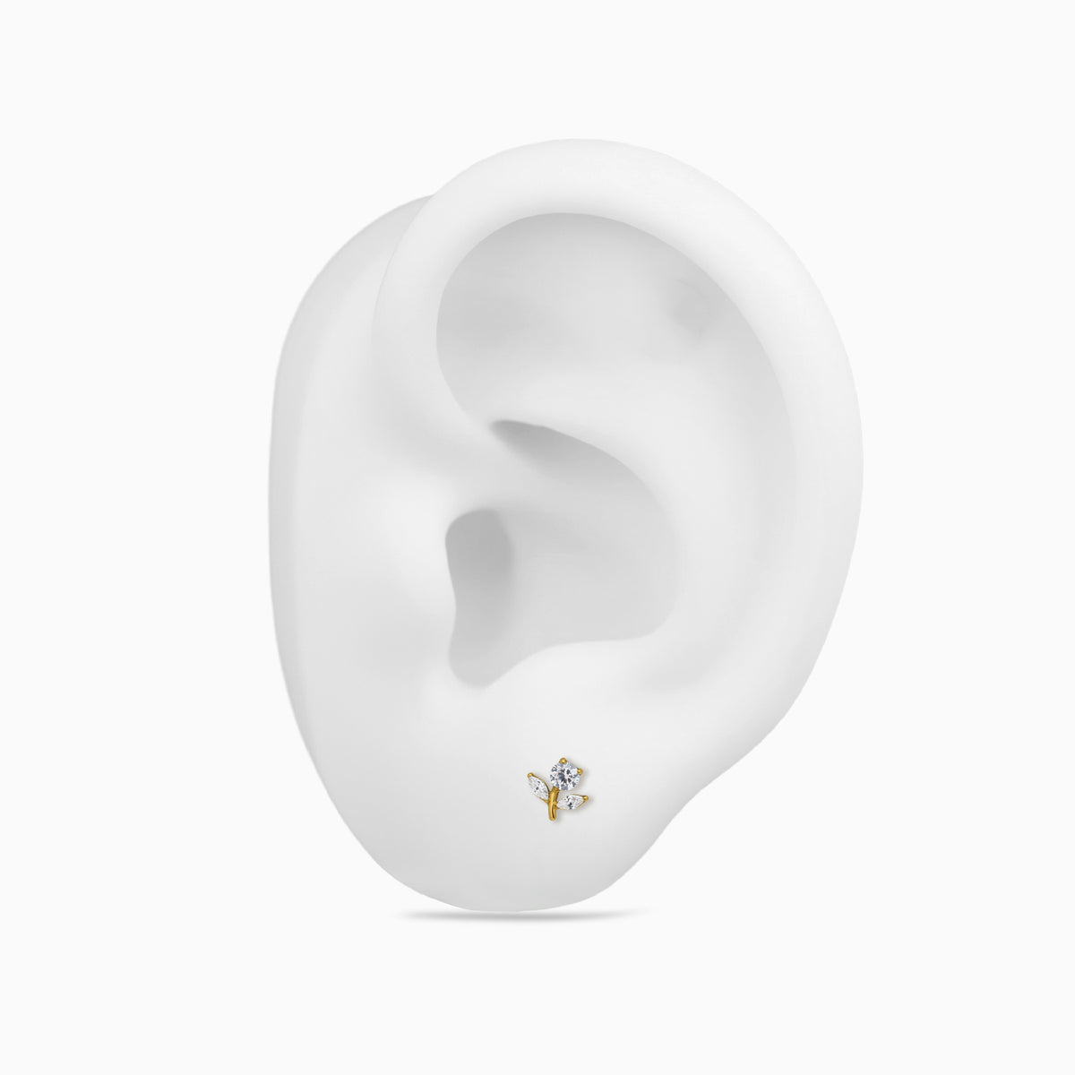 18K Gold PVD Titanium Internally Threaded CZ Flower and Leaf Top