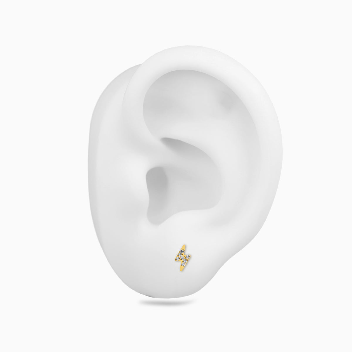 18Kt Gold PVD Titanium Threadless 7-Stone Lightning Bolt Top