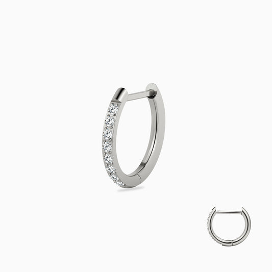 Titanium Hinged Pave D-Shape Hoop Ring
