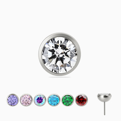 Titanium Threadless Bezel-Set Gem Top