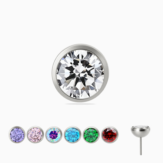 Titanium Threadless Bezel-Set Gem Top