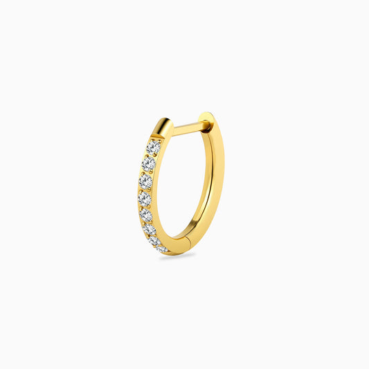 18Kt Gold PVD Titanium Hinged Pave D-Shape Hoop Ring
