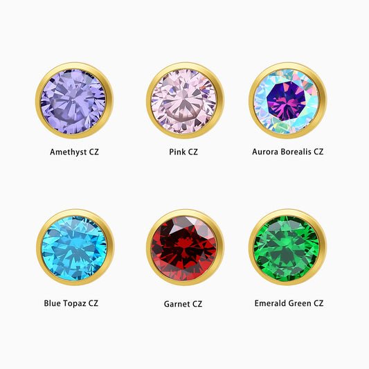 18Kt Gold PVD Titanium Threadless Bezel-Set Gem Top