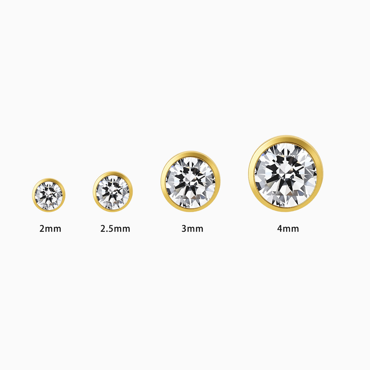 18Kt Gold PVD Titanium Threadless Bezel-Set Gem Top